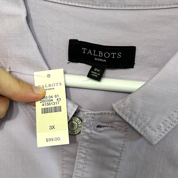 Talbots Button Front Jean Jacket NWT Women's Sz 3X Pale Purple Soft Girl Indie - Picture 3 of 6